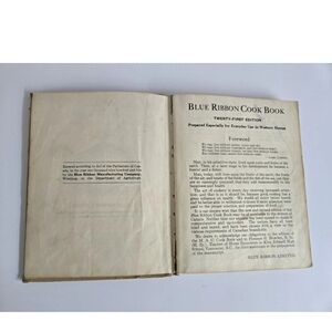 Blue Ribbon Cook Book Vintage Cookbook